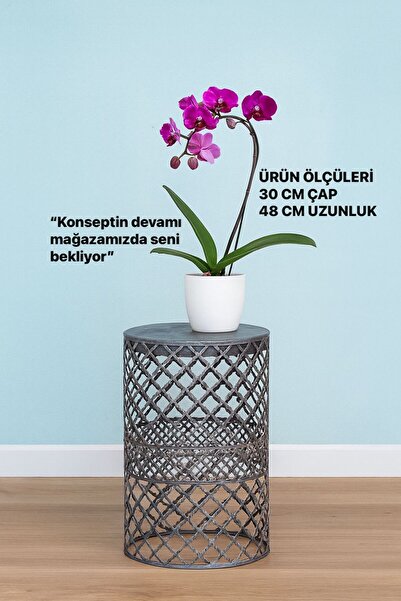 VENON Siyah Gümüş Patine Sehpa 30x48 cm Yan sehpa zigon sehpa dekoratif