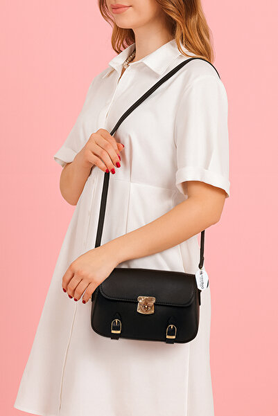 westbag Жіноча сумка з хрестоподібними ременями та ручками, чорна, невеликого розміру