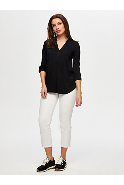 Faik Sönmez Kaçık Yaka Uzun Kollu T-Shirt B00015