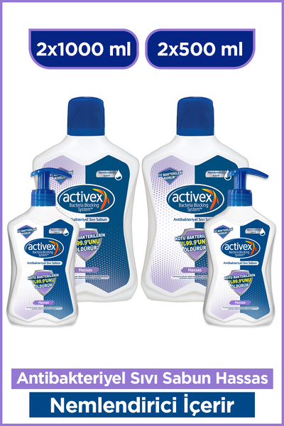 Activex Sıvı Sabun Hassas 2x1 LT + 2x500 Ml