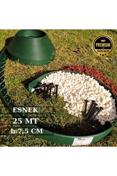 trendbahce Bahçe Çim Ayırıcı 25 M Yeşil Çim Bahçe Sınırlayıcı Taş Toprak Ayır...
