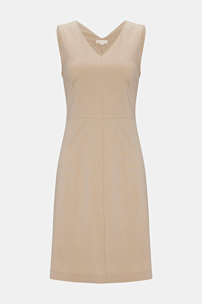 W Collection BEJ MİNİ DAR KALIP V YAKA ELBİSE