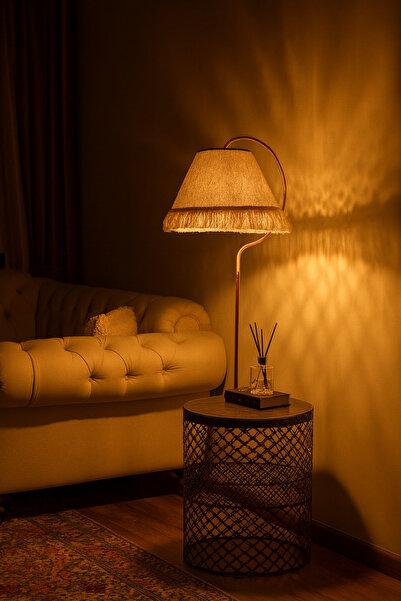 VENON Lambader Tuğçe Sehpalı Elips Siyah Bakır Patine (siyah Çember) Gülkurusu Şapka Pembe Püsküllü