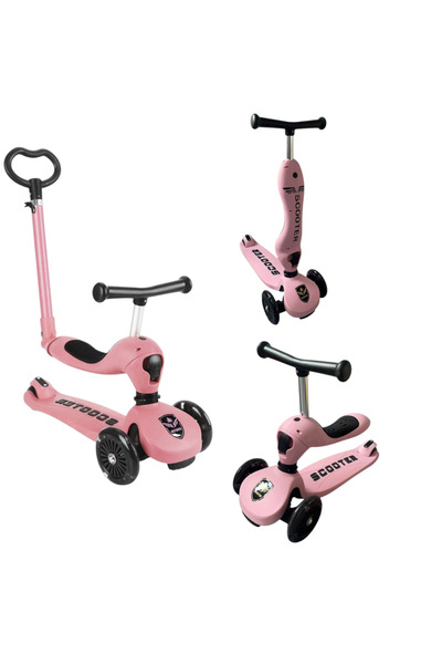 OEM 3-in-1 scooter convertible into a tricycle, wheels light up in motion, pink