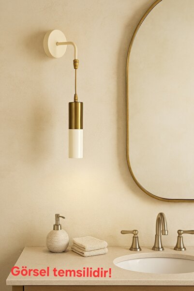 Bozyaka Aydınlatma Arya Tekli Dekoratif Krem & Eskitme Kaplama Duvar Aplik (GÜNIŞIĞI LED AMPUL DAHİLDİR!!!)