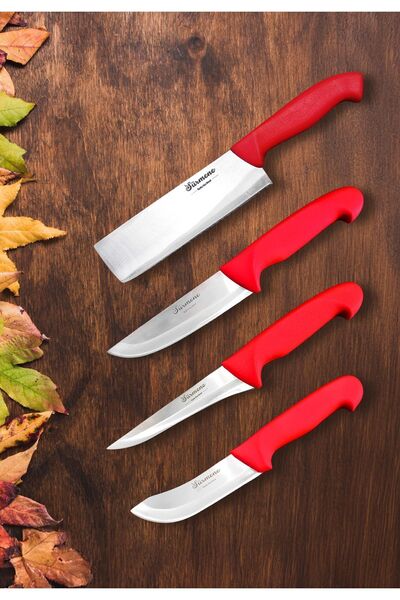 Sürmene Bıçakçı Hacı Ahmet Dört Parça Chef Bıçağı Takımı Sürmene Bıçak Seti D...