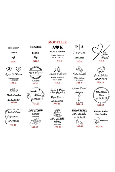 Ersoy 100 adet Kişiye Özel Şeffaf Sticker Düğün - Nikah - Nişan - Söz - Kına ...