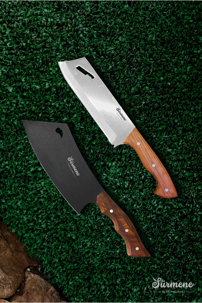 bha – Sürmene Tigon Kamp Bıçağı Karbon Çelik Kamp Satırı İki Parça Bıçak Seti...