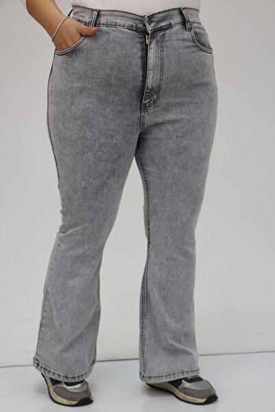 Eslina F-9110-9 Plus Size Spanish Leg Jeans - Gray