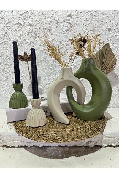 Zigzag Home Decorative Bohemian Style Ivy Lover Vase and Candle Holder Set from Damascus Figurine Decorative Vase Set Set