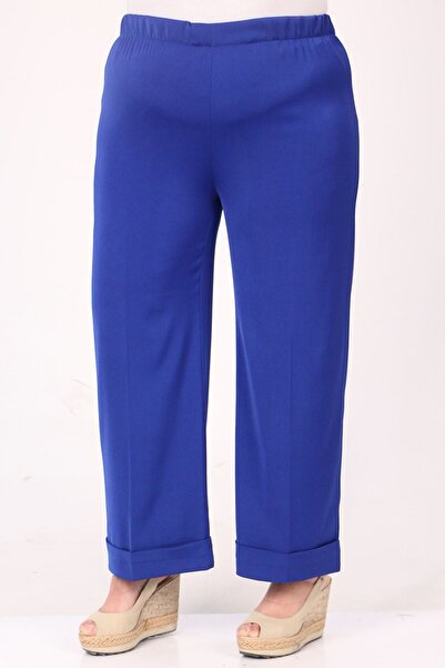 Eslina F-39022 Plus Size Elastic Waist Double Leg Trousers - Saks