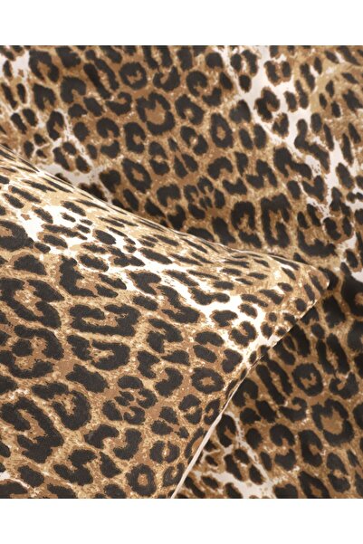 Sares Home Set de husă de pilotă dublă Leopard Love, cearșaf față-verso, culoare bej simplu