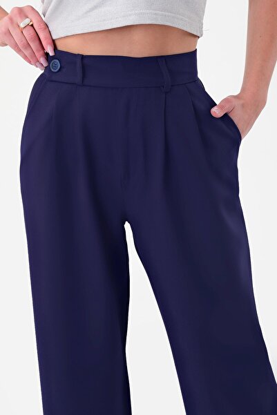 Hazel Pantaloni eleganti Palazzo de damă bleumarin