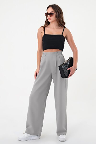 Hazel Kadın Gri Smart Palazzo Pantolon