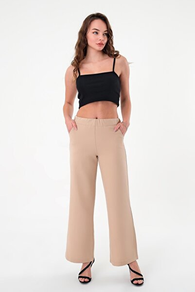 Hazel Pantaloni Palazzo elastici Stone de damă