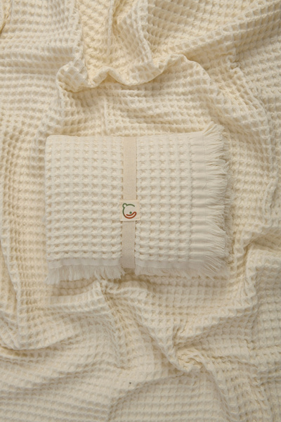 e&f Store Natural Cotton Baby Blanket - Waffle Fabric - Ecru