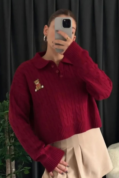 DAMGA Collection Pulover tricotat moale cu model ursuleț