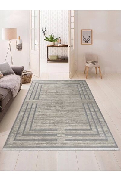 PetraHomeLiving Pyramid Modern Salon ve Oturma Odası Halısı - Krem Gri