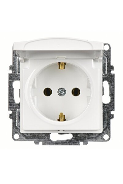 Günsan Visage White Covered Grounded Socket Mechanism