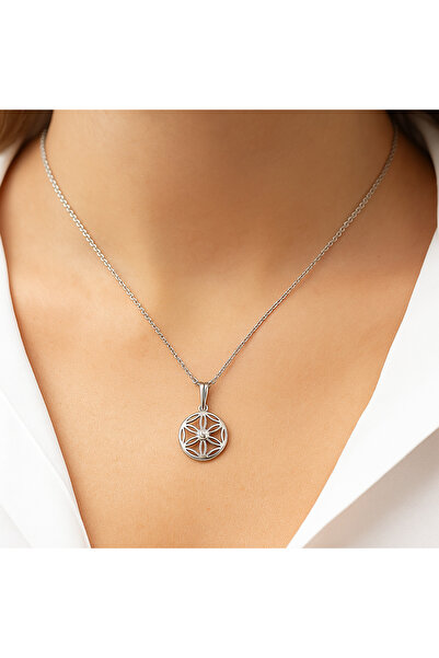 Ariş Gümüş Yaşam Çiçeği Pırlanta Kolye