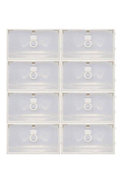 Generic مجموعة صناديق أحذية بيضاء من 8 قطع، 31×22×13 سم