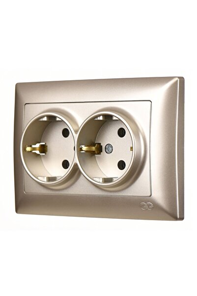 Günsan Visage Metalik Bej İkili Topraklı Priz