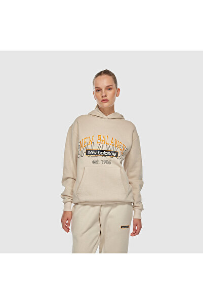 New Balance 3406 Erkek Bej Kapüşonlu Sweatshirt