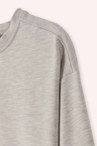 Panço Beige Melange Sweatshirt for Girls