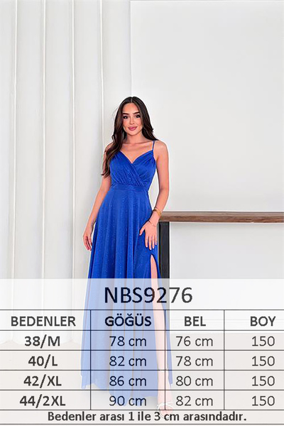 Neşeli Butik Women Adjustable Strap Slit Tulle Evening Dress Rys9276
