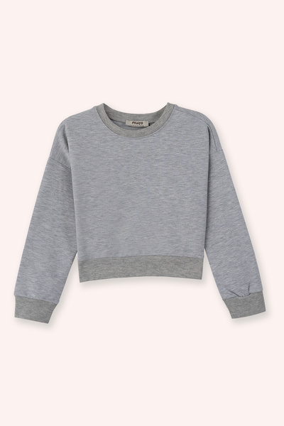 Panço Kız Çocuk Gri Melanj Sweatshirt