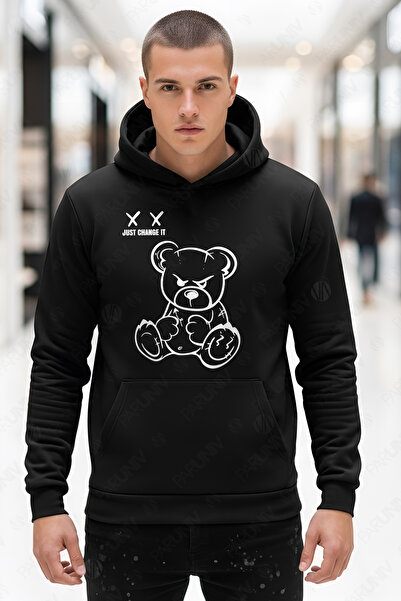 PARUNIV Мъжки суитшърт, Just Change It от Teddy Bear, стандартна кройка, ежед...