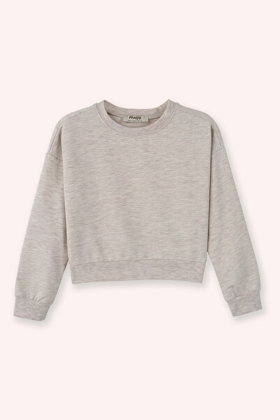 Panço Beige Melange Sweatshirt for Girls