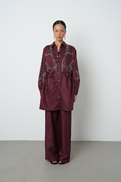 Orfeo Negro Women's Beaded Waist-Tied Jacket with Snap Closure