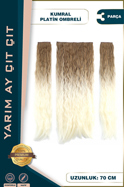 KONAK PERUK Fiber Synthetic Fluffy Wavy Half Moon + 2 Side Snaps - Auburn Platinum Ombreli