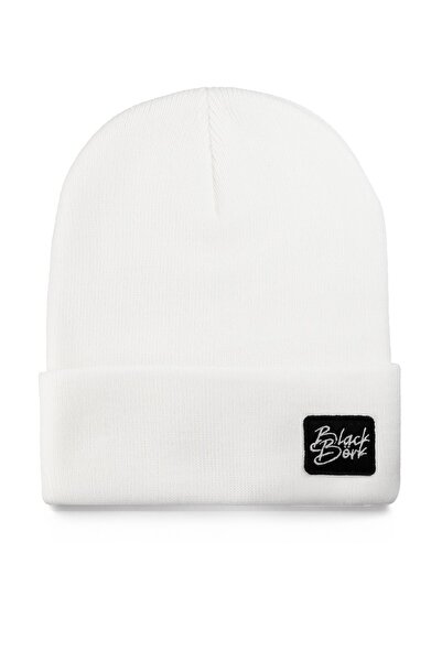 BlackBörk See You Later Never Logo White Beanie