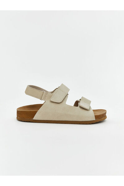 LC Waikiki Lcw Steps Beige Suede Look Double Strap Boys' Sandals