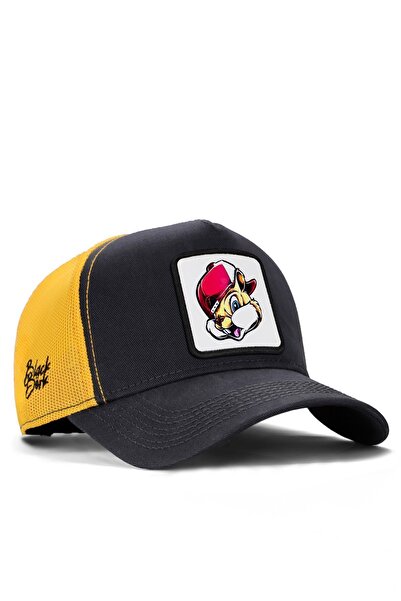 BlackBörk Sincap Logolu Antrasit-Sarı Trucker Şapka