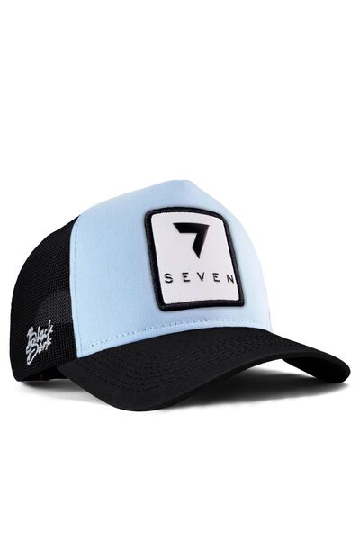 BlackBörk 7 Numara Logolu Siyah-Buz Mavi Trucker Şapka