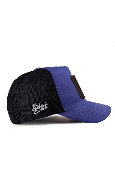 BlackBörk Futbol Sarı Lacivert Logolu Siyah-Mavi Trucker Şapka