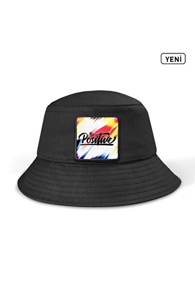 BlackBörk قبعة دلو سوداء بشعار إيجابي