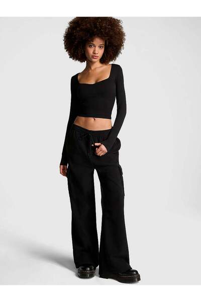 PINK Mikro Polar Geniş Paça Kargo Pantolon