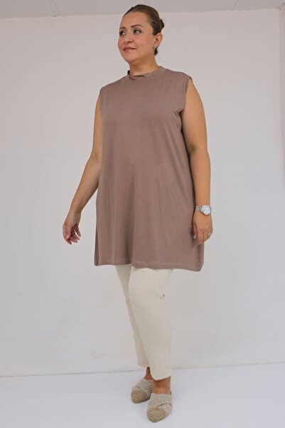 Eslina 58501 Plus Size Hakim Collar Combed Cotton Underwear - Mink