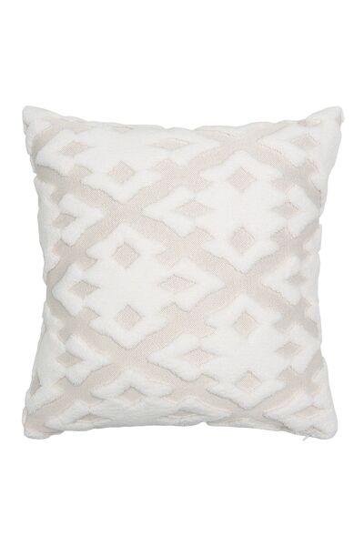 HAMUR Özel Tasarım Jakar Desenli Dekoratif Yastık Kırlent Kılıfı Maldive Krem