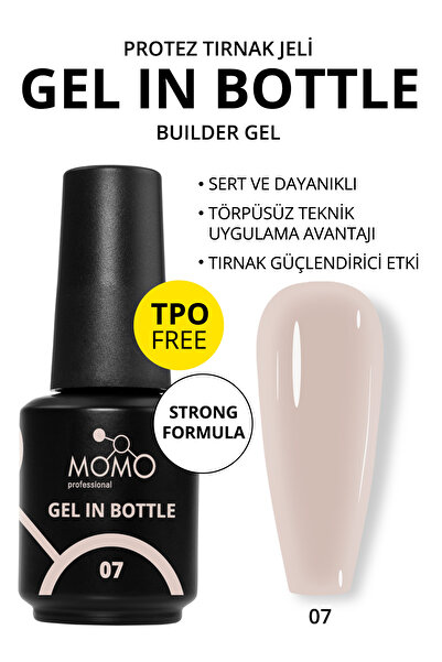 MOMO professional Gel In Bottle No.07, Akıllı Fırçalı Protez Tırnak Jeli, Nat...