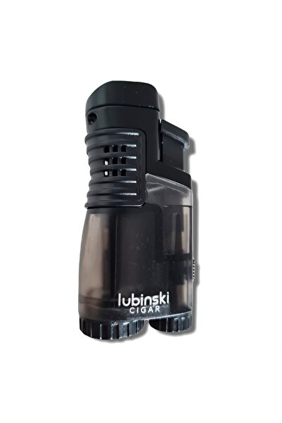Lubinski Üç Torch Sehpalı Puro Çakmağı Siyah