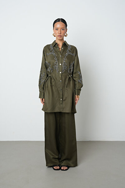 Orfeo Negro Women's Beaded Waist-Tied Jacket with Snap Closure