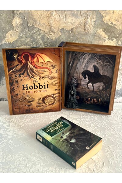 Kumsal Hobi Sanat Yüzüklerin Efendisi Temalı Ahşap Kitap Kutu