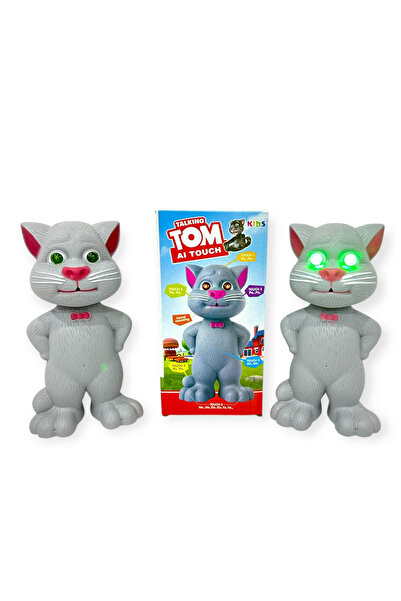 KİNKU Tom kedi konuşan kedi ses kaydeden müzikli ışıklı 23cm ses tekrarlayan konuşan