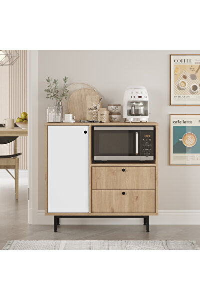 Yurupa Latte Serisi Kahve Köşesi Çok Amaçlı Dolap Mutfak Dolabı Sepet-Beyaz L...
