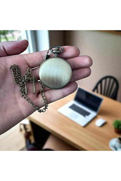 keyfim shop Kişiye Özel Retro Kapaklı Quartz Köstekli Cep Saat